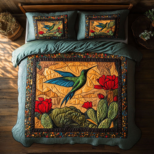 Cactus Flower Hummingbird WY2305041CL Duvet Cover Set