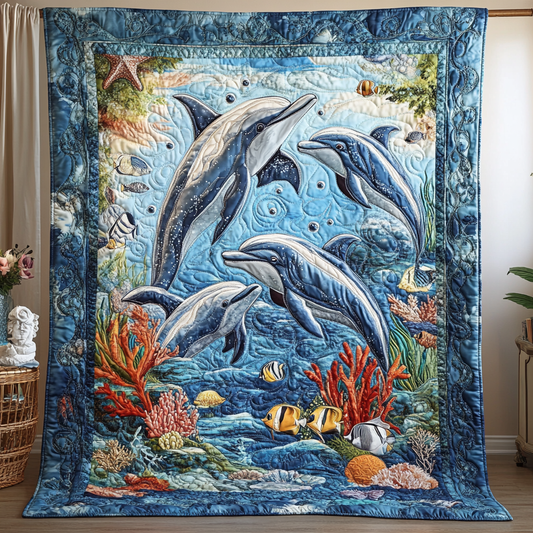 Dolphin Happy Time WU0701019CL Quilt