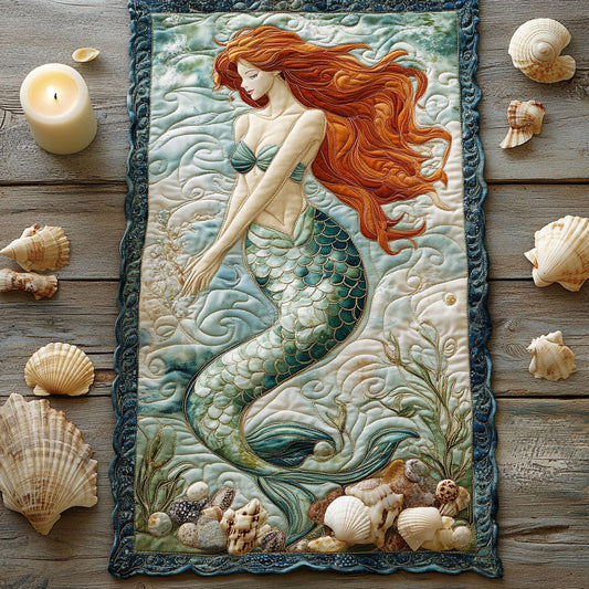 Dreamy Mermaid Ocean Waves WU0303044CL Quilted Table Runner