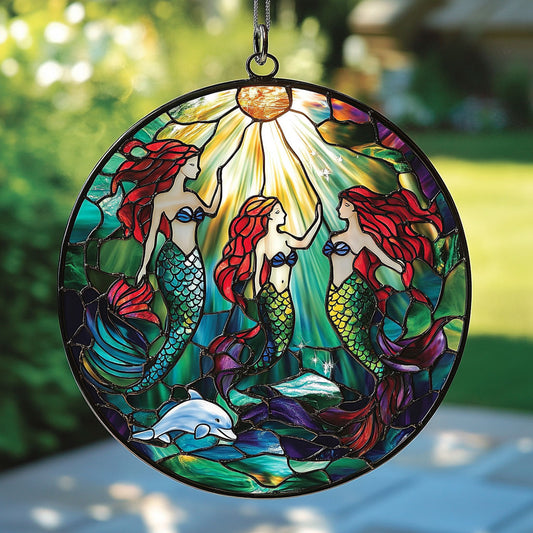 Dreamy Mermaid WU1402091CL Stained Glass Suncatcher