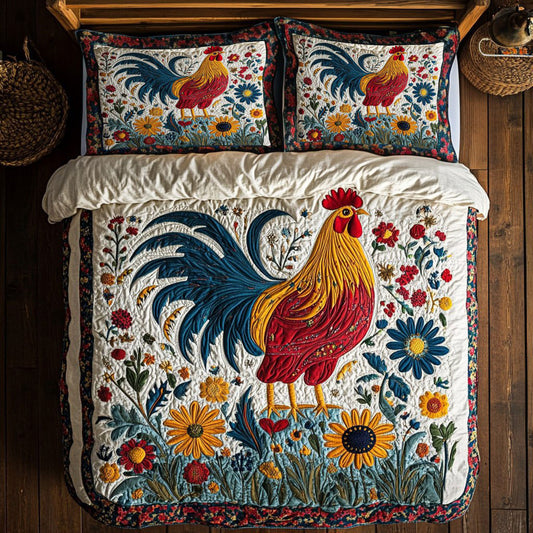 Floral Rooster WY2005010CL Duvet Cover Set