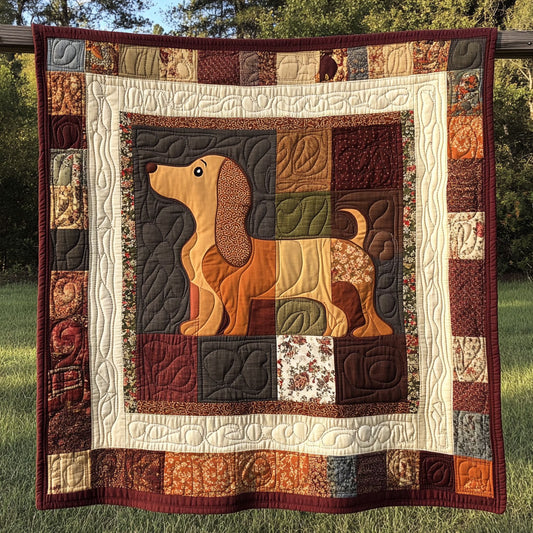 Brown Tone Ptachwork Dachshund WY1303013CL Quilt