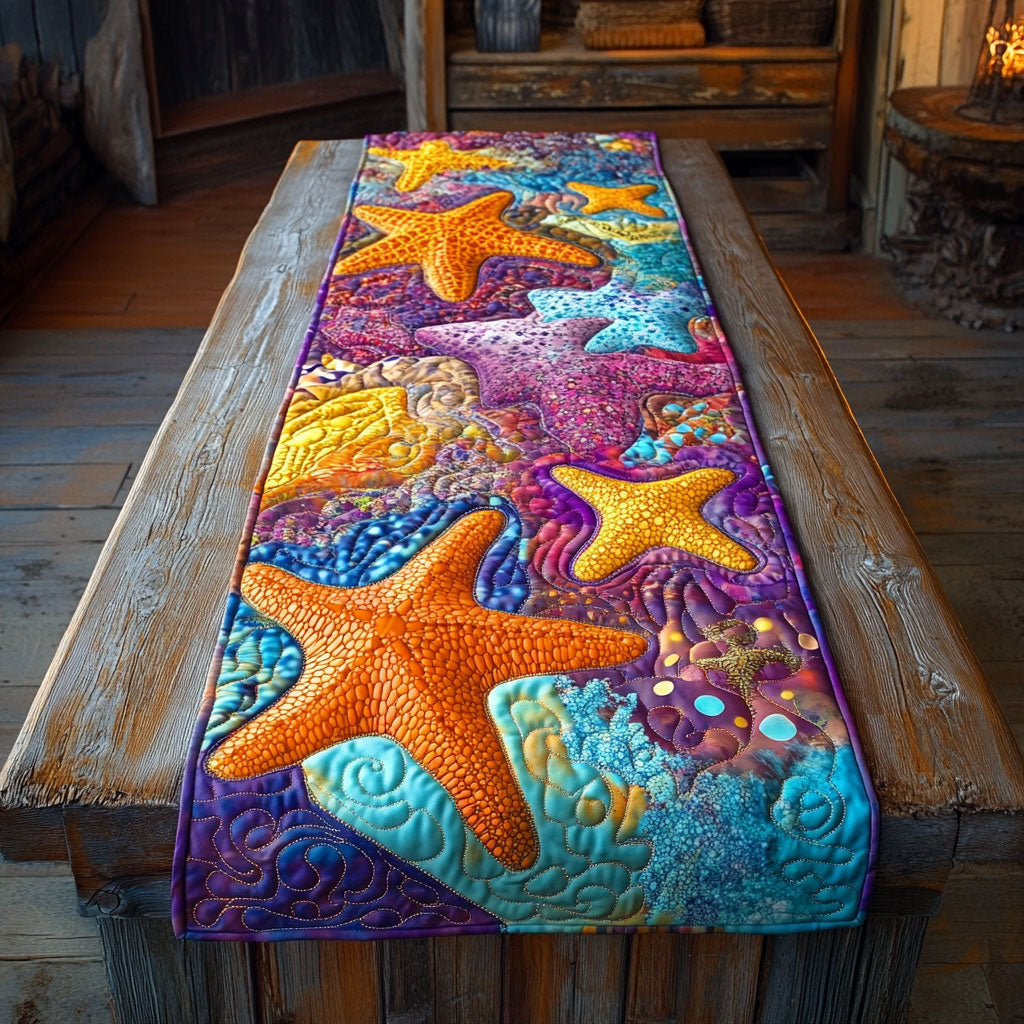 Colorful Starfish WY2801005CL Quilted Table Runner