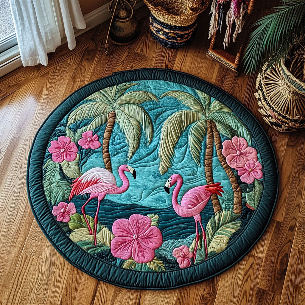 Pink Paradise WY0107143CL Quilted Round Mat