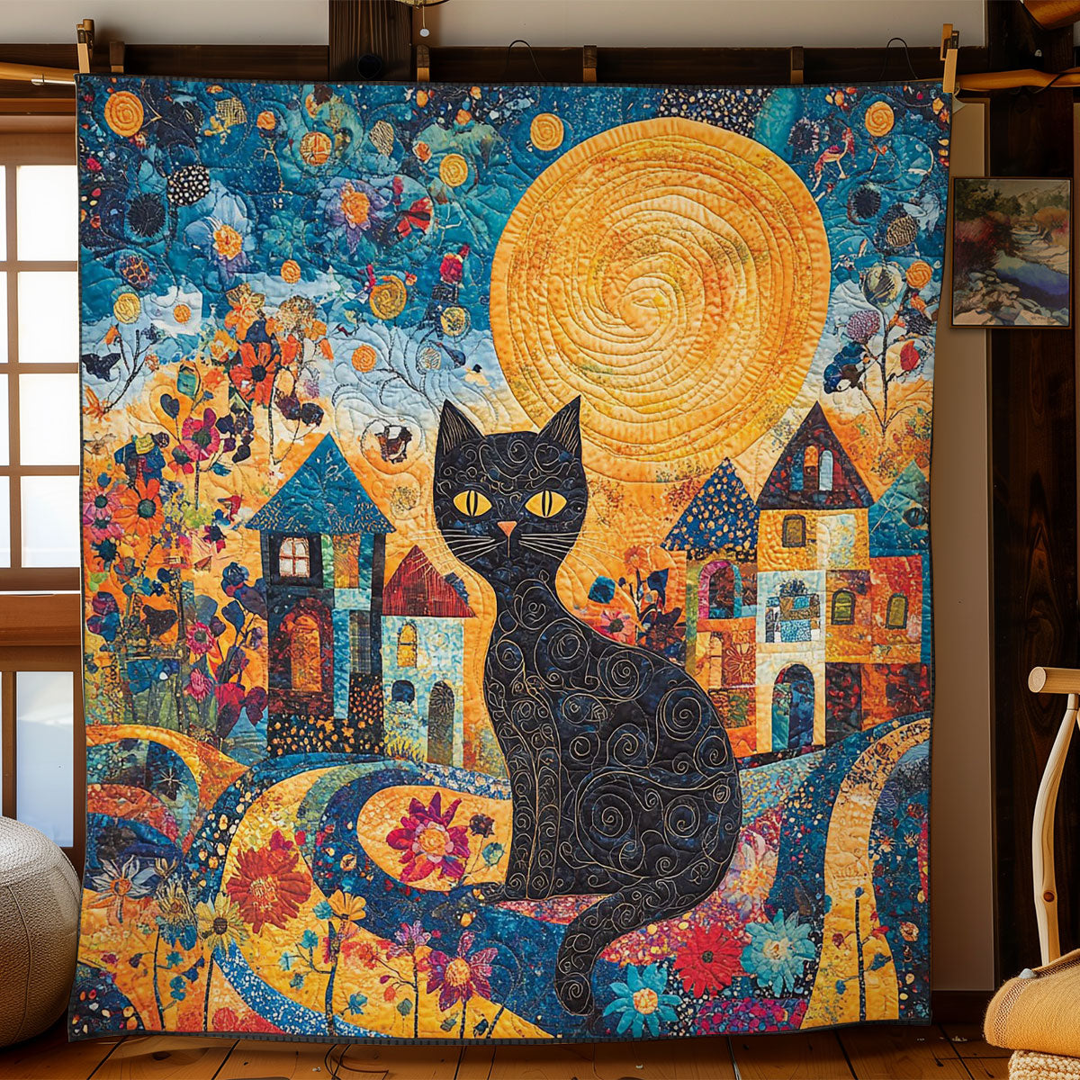 Black Cat In Street WY1002017CL Quilt