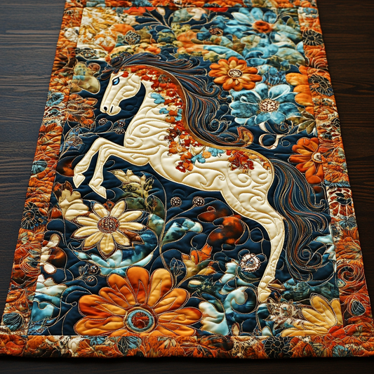 Horse In Flower WY1901010CL Quilted Table Runner