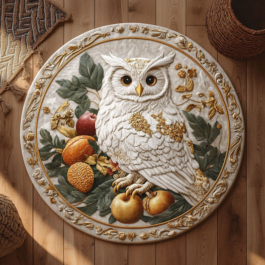 White Owl And Fruit WY0107188CL Quilted Round Mat