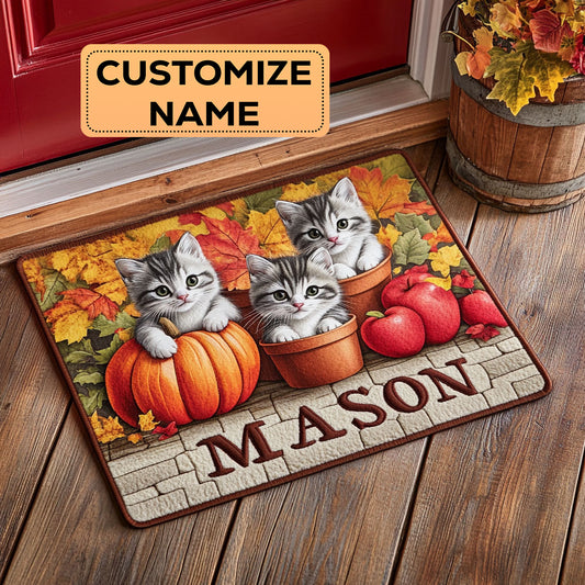 Autumn Kitten CW1508063CL Personalized Doormat