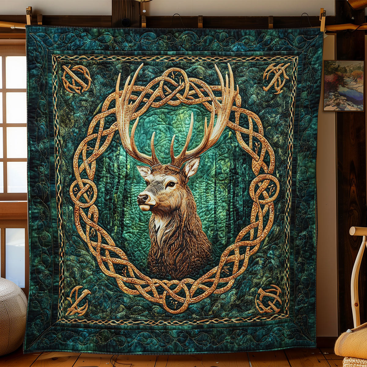 Deer In Royal Celtic WY0402011CL Quilt