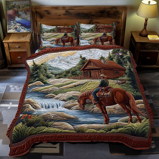 Cowboy In Village WY2012005CL Duvet Cover Set