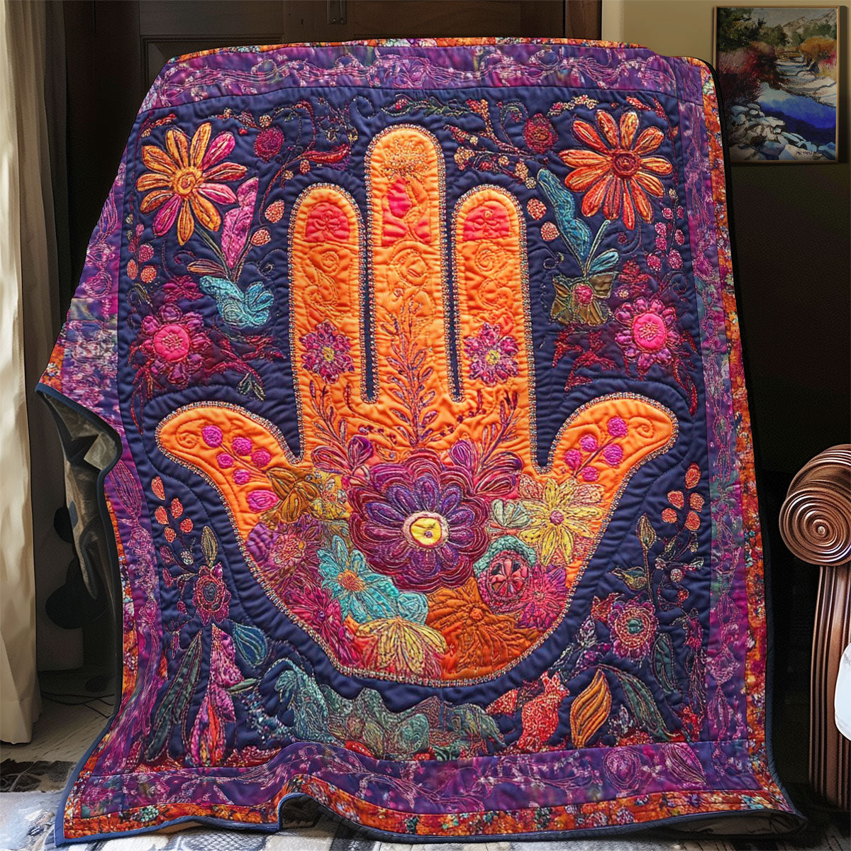 Flower Hamsa Hand WY1002072CL Quilt