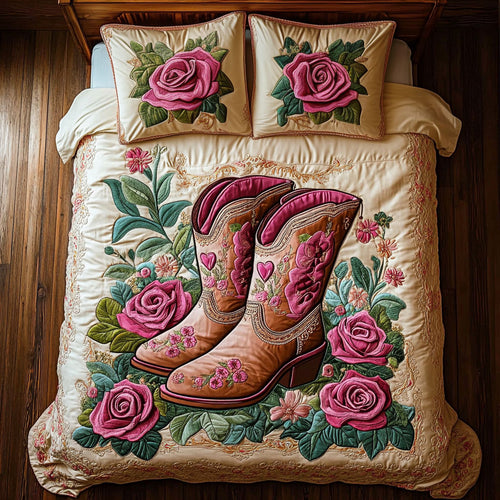 Pink Rose Cowby Boots WY1904053CL Duvet Cover Set