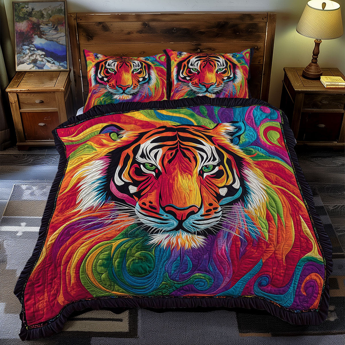 Colorful Abstract Tiger WY1401067CL Duvet Cover Set