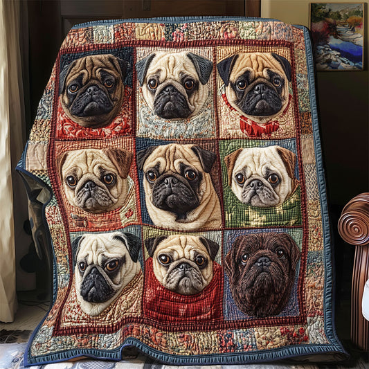 Charming Pug Portraits WY1203009CL Quilt