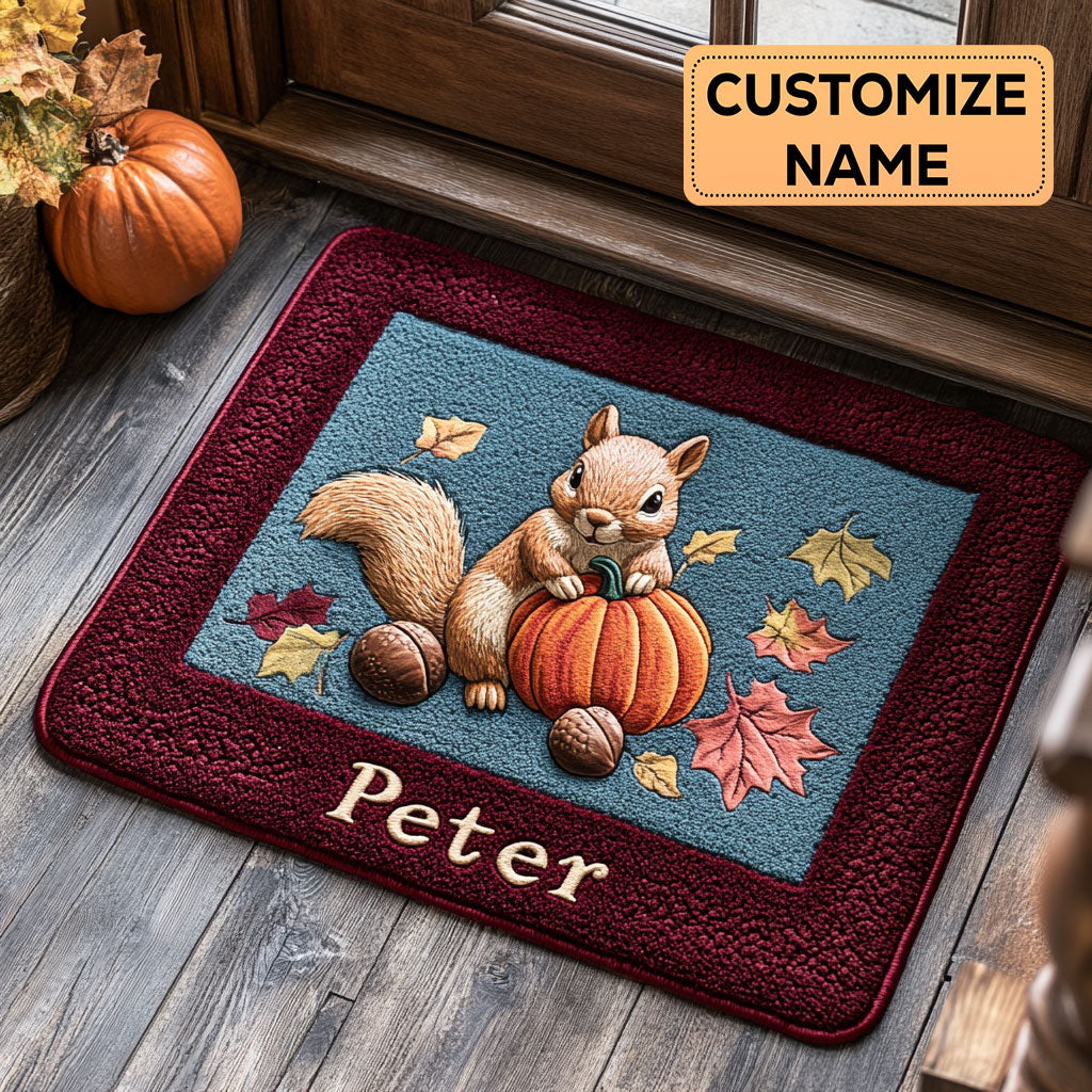 Squirrel Harvest CP0609029CL Personalized Doormat