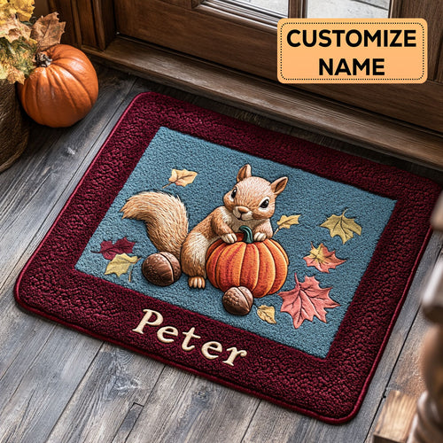 Squirrel Harvest CP0609029CL Personalized Doormat