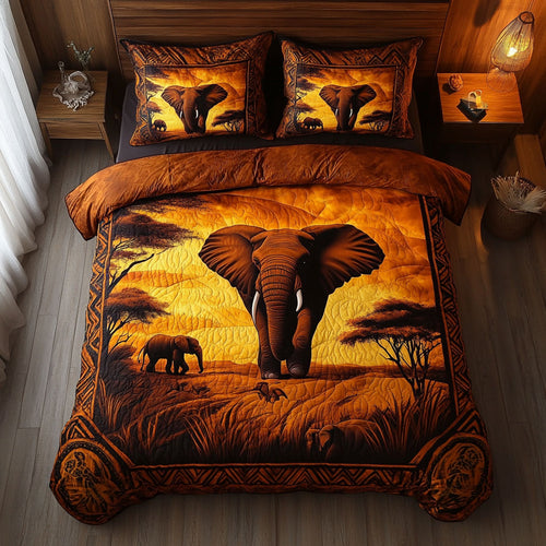 Elephant In Sunset WY2003087CL Duvet Cover Set