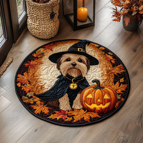 Pumpkin Pooch WY1107061CL Quilted Round Mat