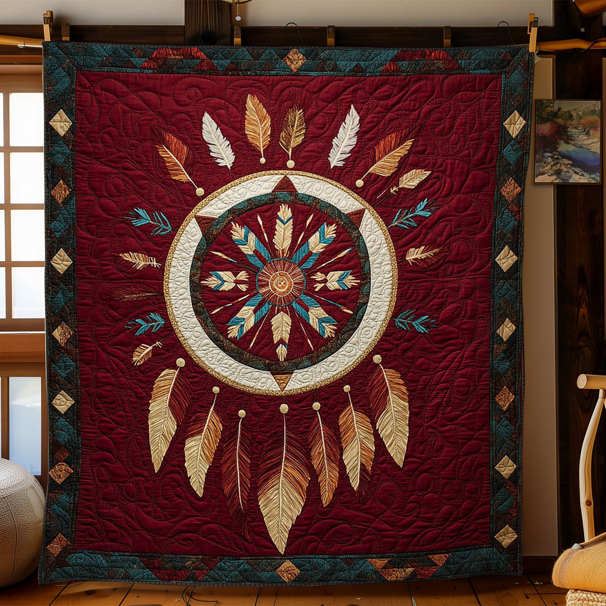 Native American Feather WY0503119CL Quilt