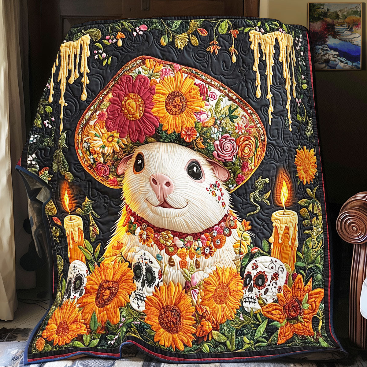 Mexican Death Guinea Pig WY1002073CL Quilt