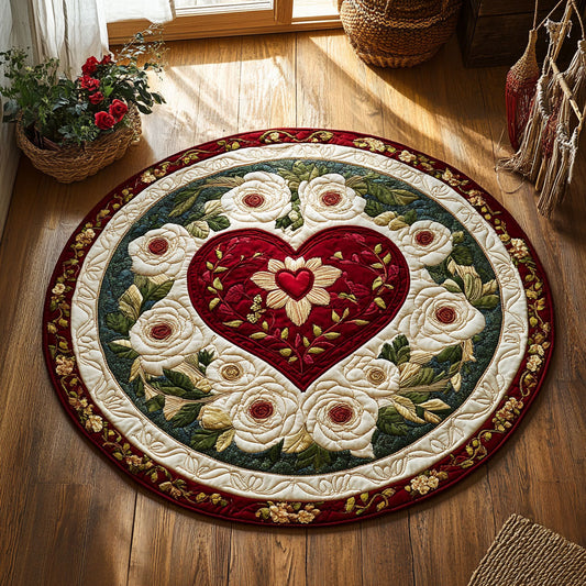 Floral Heart WY1406032CL Quilted Round Mat