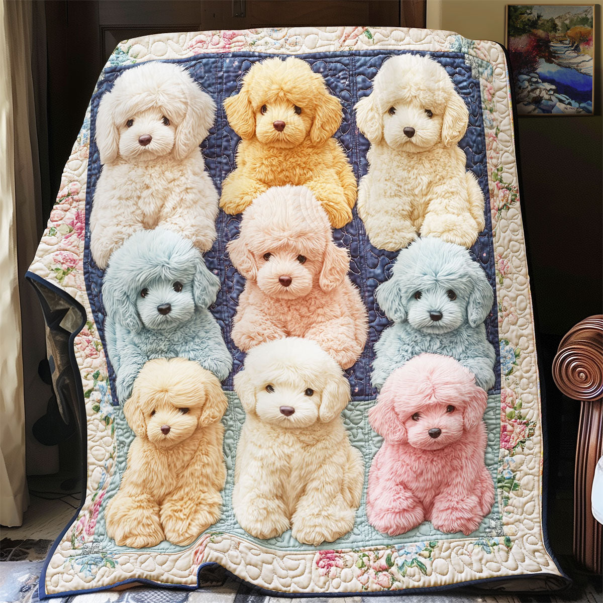 Pastel Poodle Parade WY1103018CL Quilt