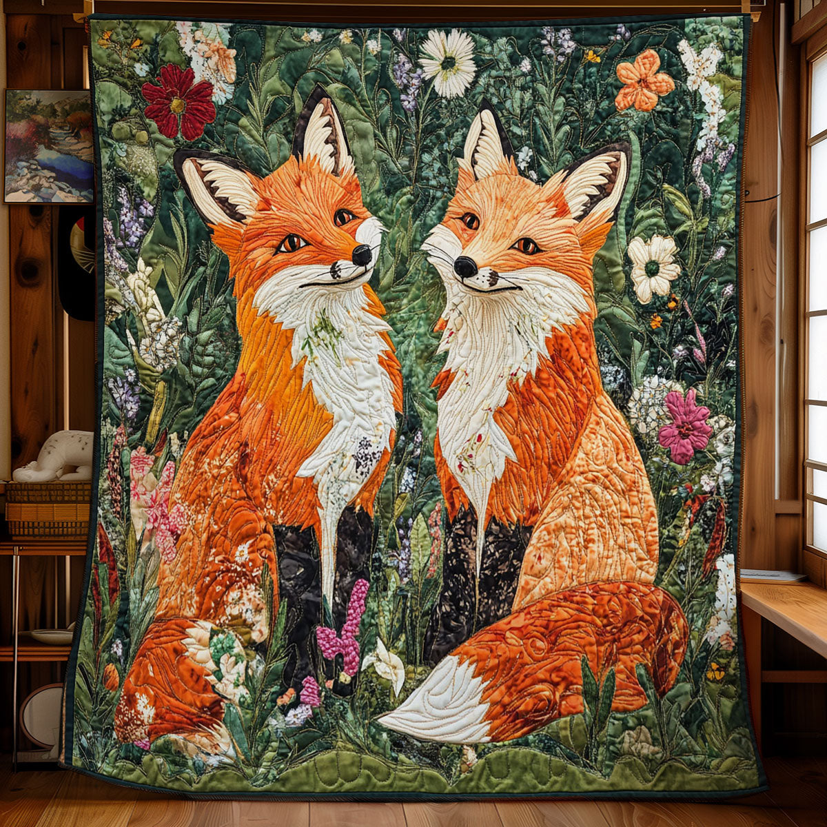 Couple Fox In Forest WY0402008CL Quilt