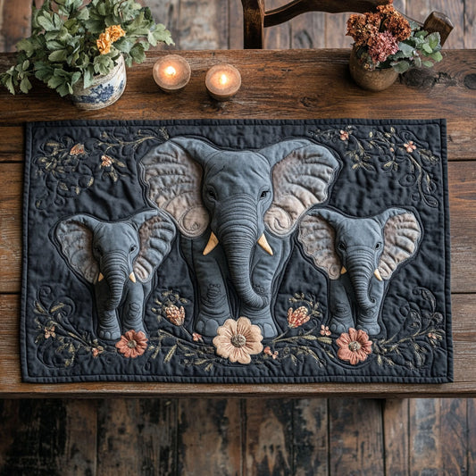 Elephant Family WU0303033CL Quilted Table Runner