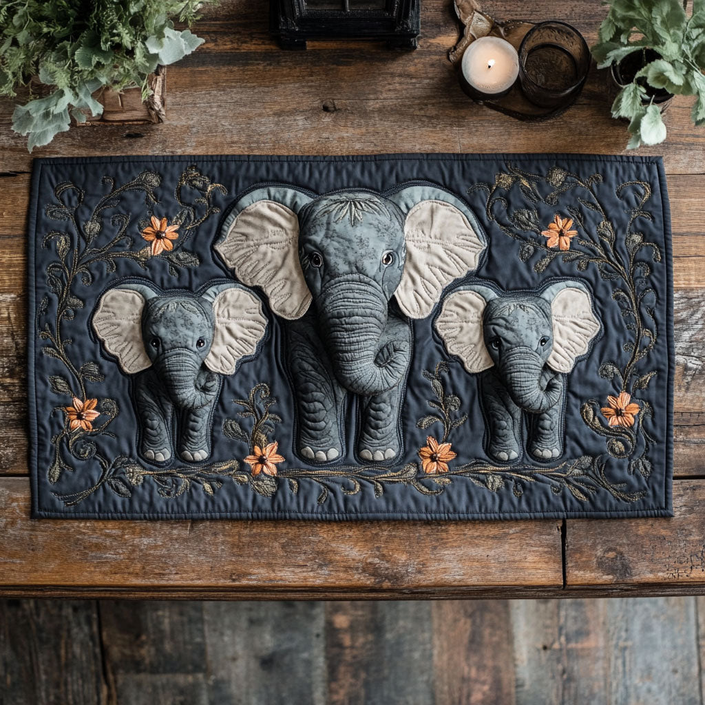 Elephant Family WU0303085CL Quilted Table Runner