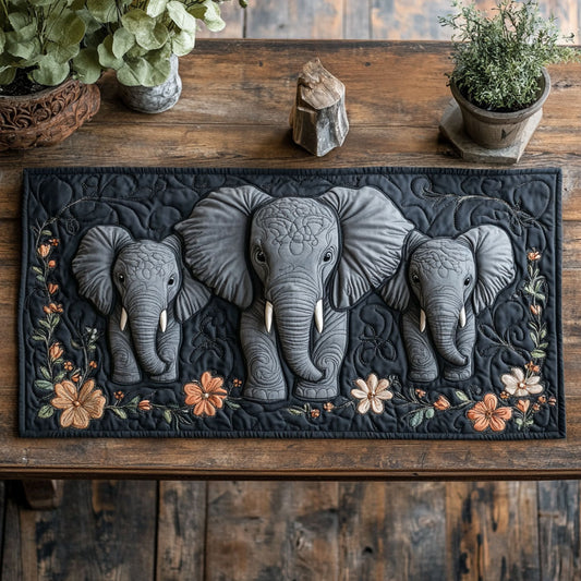 Elephant Mom WU0303036CL Quilted Table Runner