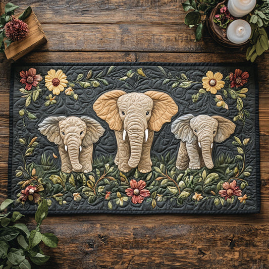 Elephant WU0303070CL Quilted Table Runner