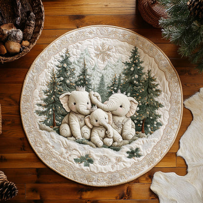 Winter Of Elephant Family WY010790CL Quilted Round Mat