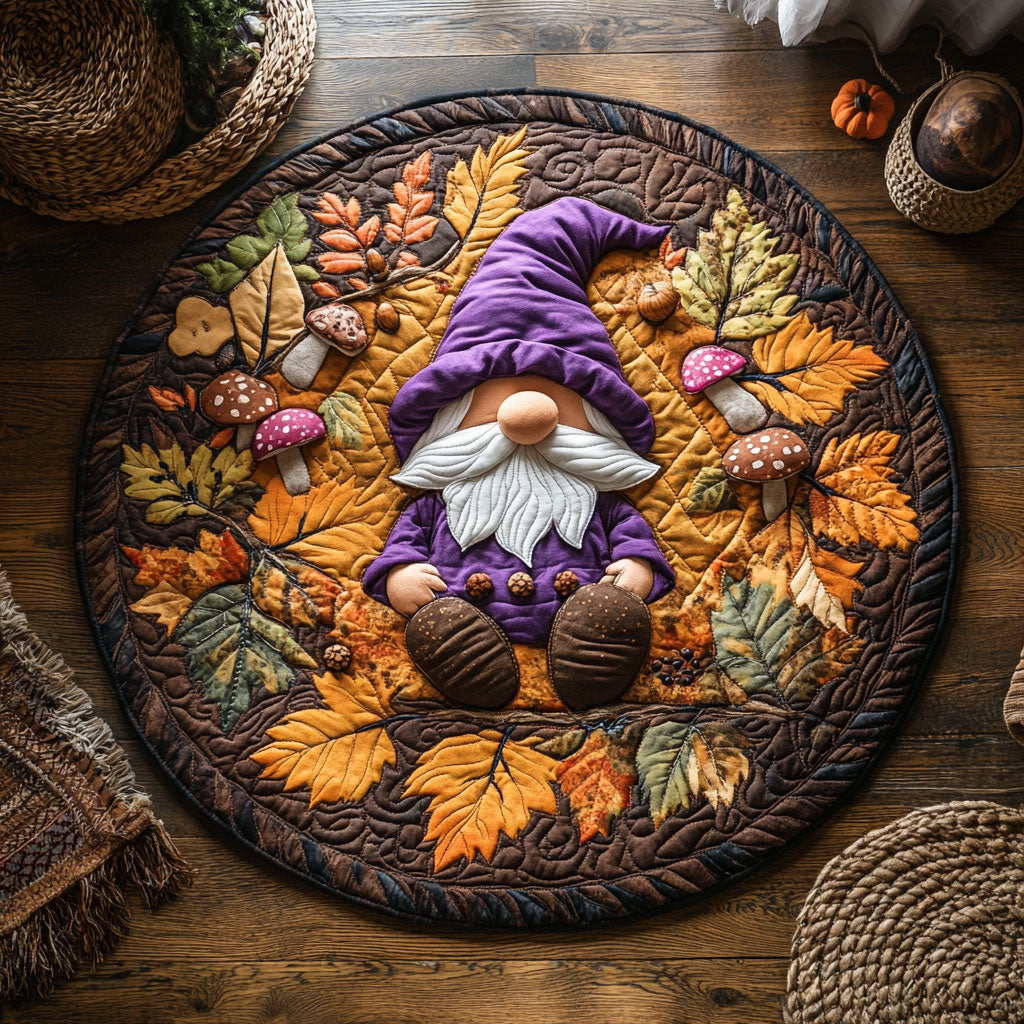 Whimsical Fall Gnome WY1107062CL Quilted Round Mat
