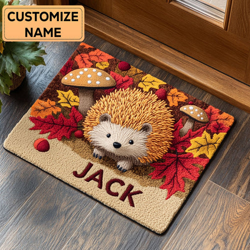 Rustic Hedgehog CP2508023CL Personalized Doormat