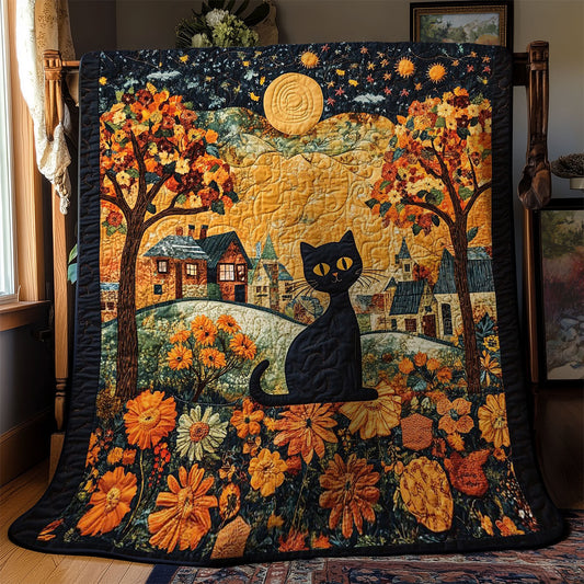 Cat In Autumn Night WY1002026CL Quilt