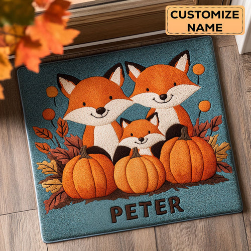 Fox Family CP1508129CL Personalized Doormat