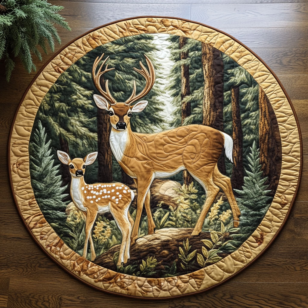 Forest Deer CM2205006CL Quilted Round Mat