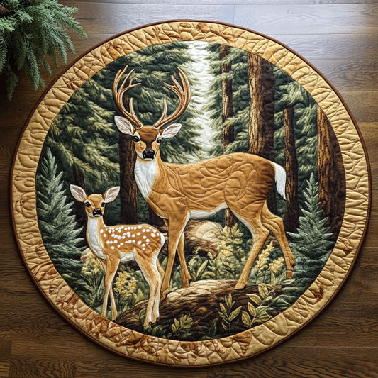 Forest Deer CM2205006CL Quilted Round Mat