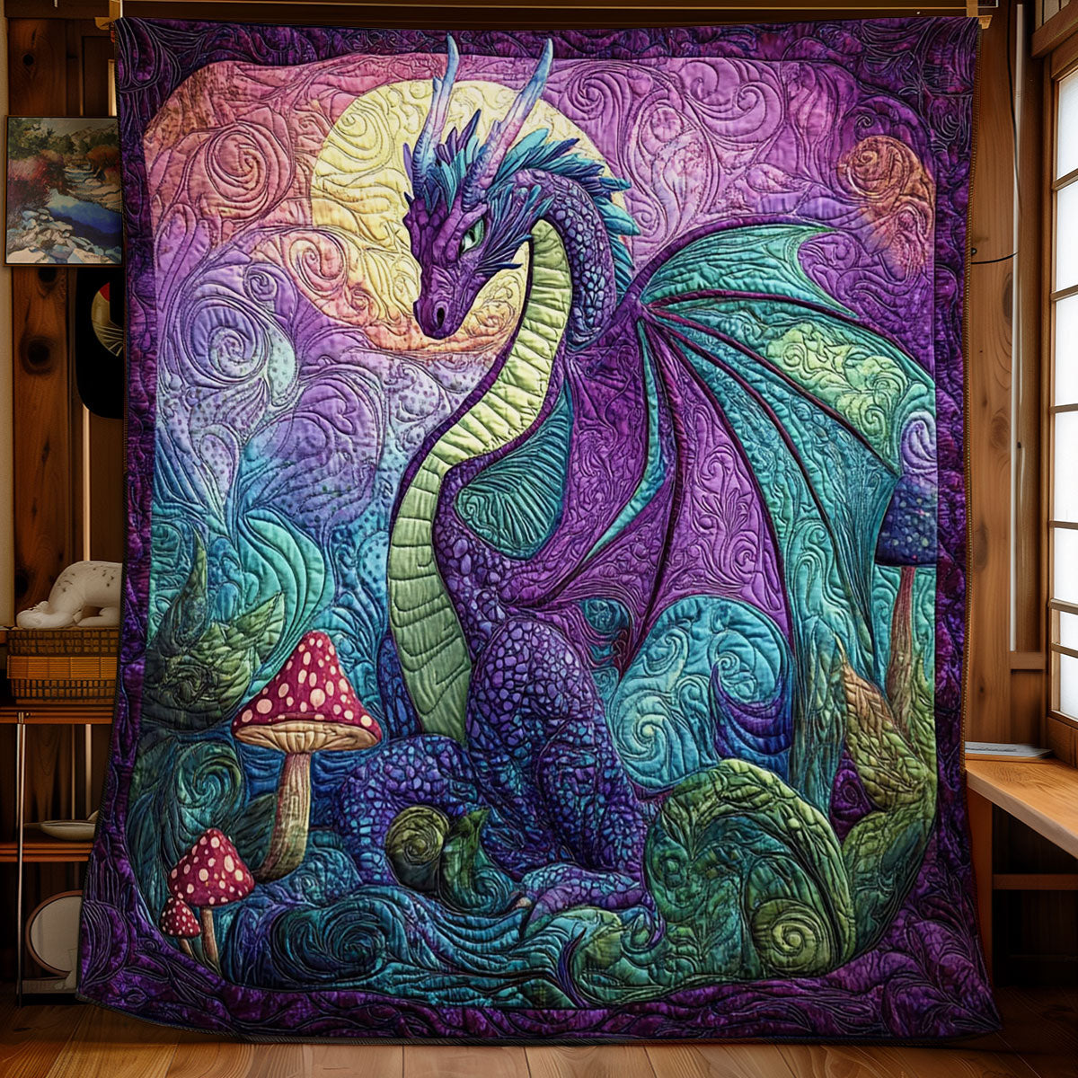 Dragon In Mushroom Forest WY0402015CL Quilt