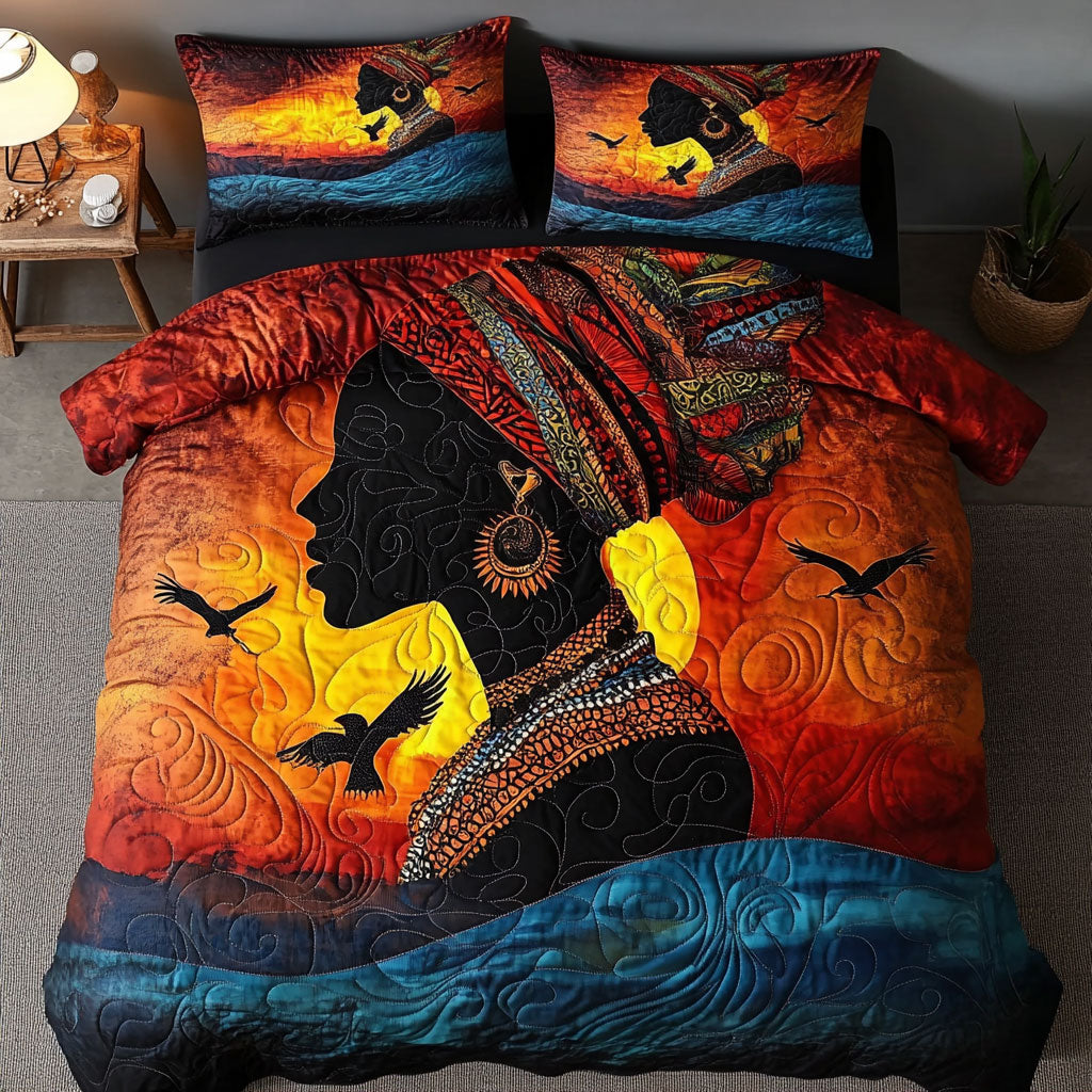 Black Women In Sunset WY0503006CL Duvet Cover Set