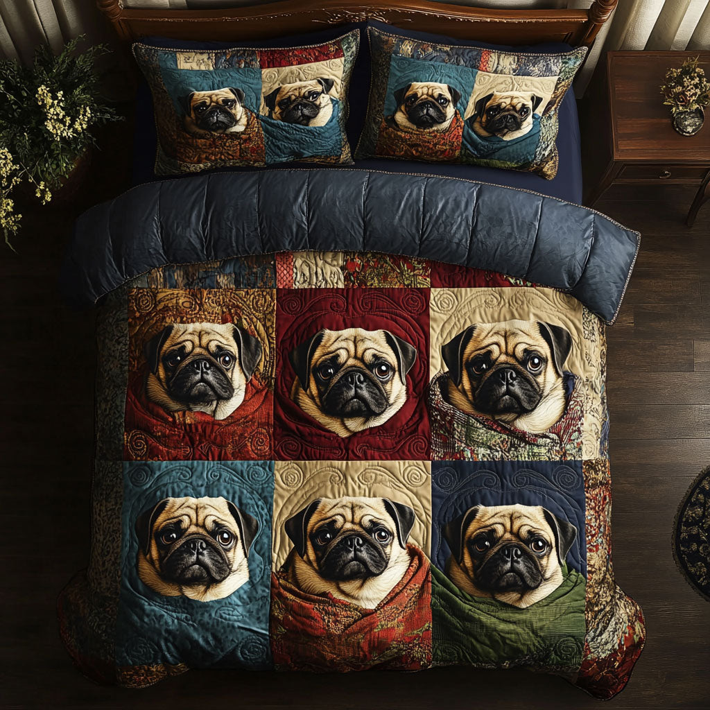 Patchwork Pugs WY1003103CL Duvet Cover Set