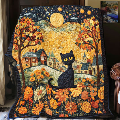 Cat In Autumn Night WY1002026CL Quilt