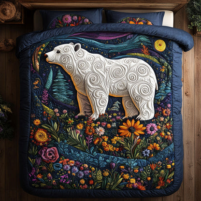 White Bear In Flower WY2805017CL Duvet Cover Set