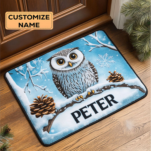 Snowy Perch CP1808010CL Personalized Doormat