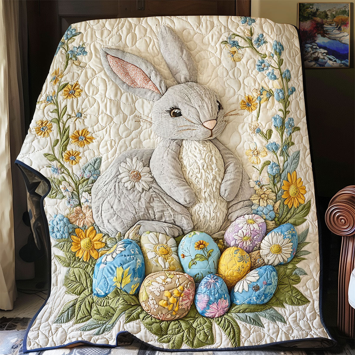 Rabbit And Easter Egg WY0402041CL Quilt