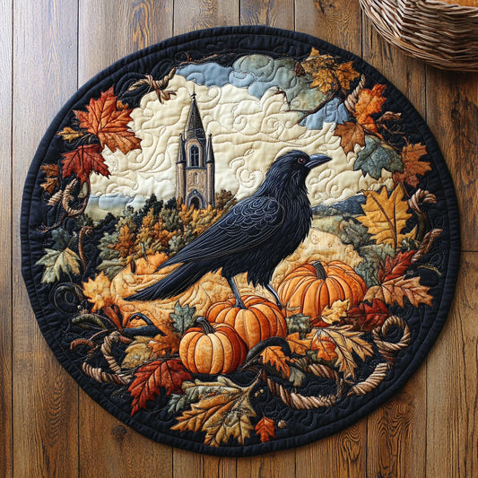 Castle Pumpkin Crow WY1107047CL Quilted Round Mat