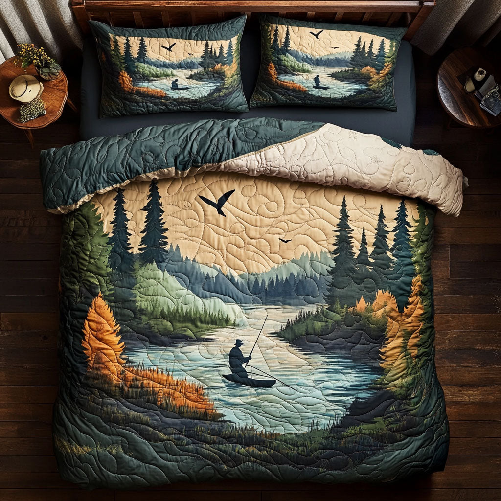 Fishing Golden Hour On The River WU1703008CL Duvet Cover Set