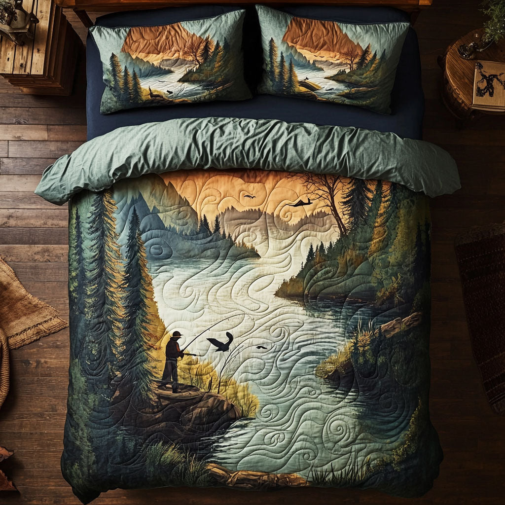 Fishing Golden Hour On The River WU1703009CL Duvet Cover Set