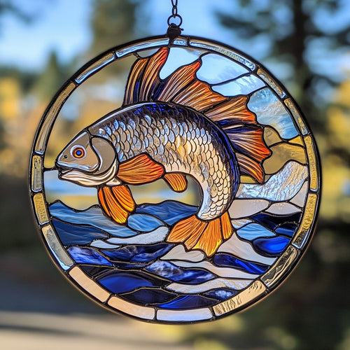 Fishing WU1402039CL Stained Glass Suncatcher