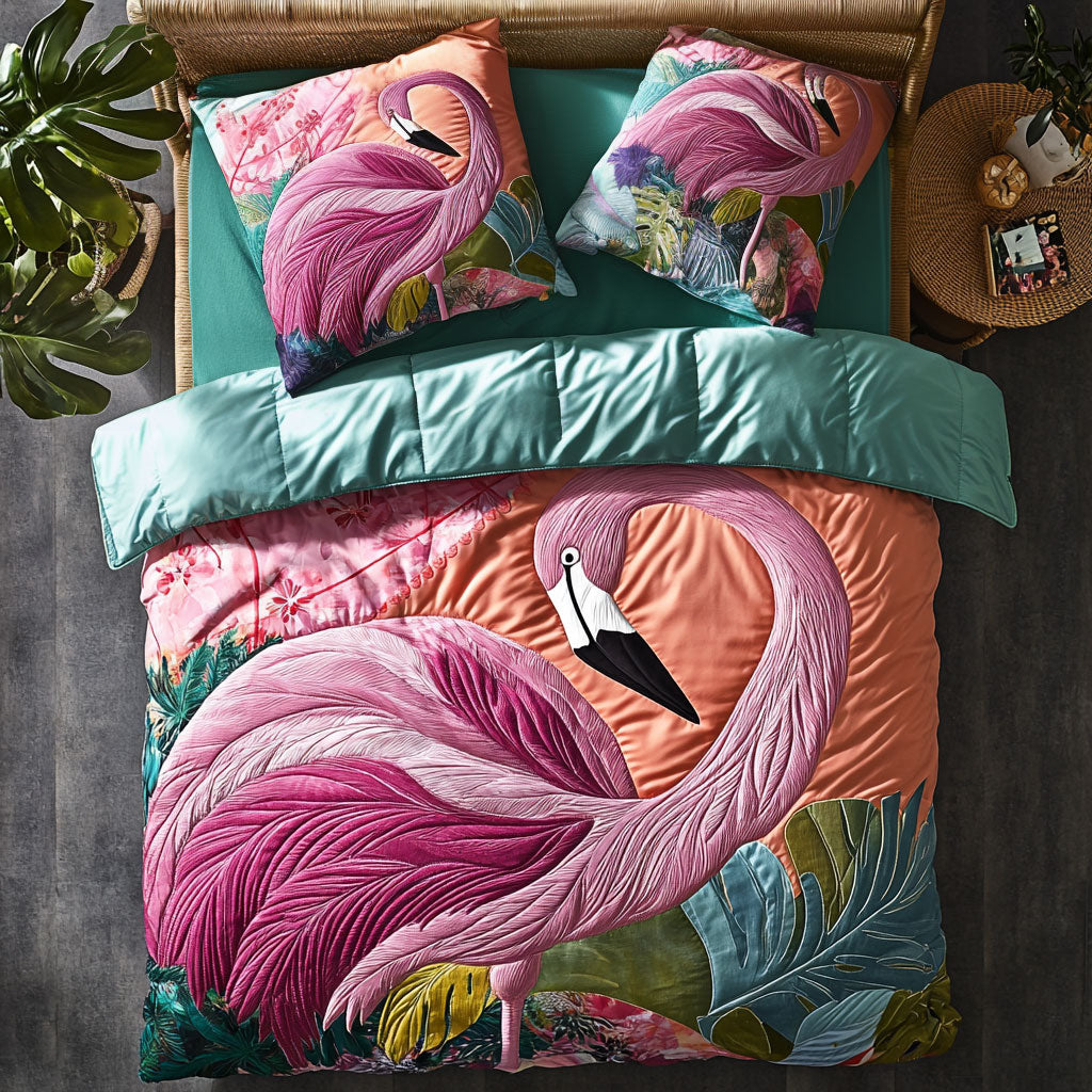 Flamingo Tropical Sunset WU1802047CL Duvet Cover Set